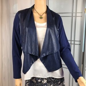 G by Giuliana | Faux Snakeskin Open Drape Front Jacket | L